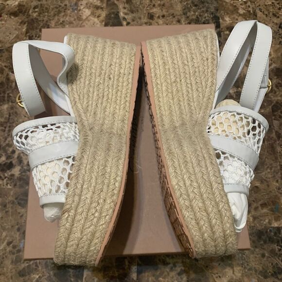 Gianvito Rossi Solana Buckle Napa Wedge Platform Sandals White Size 41.5/11.5 - Picture 10 of 12